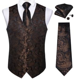Fashion Men's Green Paisley Business Vest chaleco hombre Luxury Wedding Red Waistcoat Necktie Pocket Square Cufflinks Free Ship
