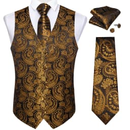 Fashion Men's Green Paisley Business Vest chaleco hombre Luxury Wedding Red Waistcoat Necktie Pocket Square Cufflinks Free Ship
