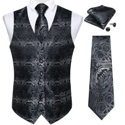 Fashion Men's Green Paisley Business Vest chaleco hombre Luxury Wedding Red Waistcoat Necktie Pocket Square Cufflinks Free Ship
