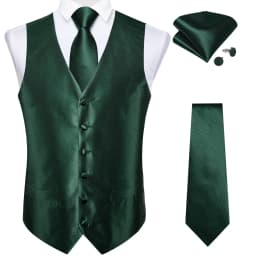 Fashion Men's Green Paisley Business Vest chaleco hombre Luxury Wedding Red Waistcoat Necktie Pocket Square Cufflinks Free Ship