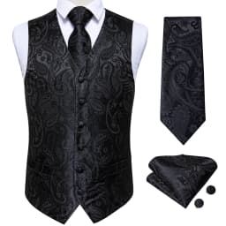 Fashion Men's Green Paisley Business Vest chaleco hombre Luxury Wedding Red Waistcoat Necktie Pocket Square Cufflinks Free Ship