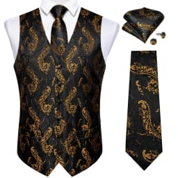 Fashion Men's Green Paisley Business Vest chaleco hombre Luxury Wedding Red Waistcoat Necktie Pocket Square Cufflinks Free Ship