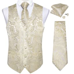 Fashion Men's Green Paisley Business Vest chaleco hombre Luxury Wedding Red Waistcoat Necktie Pocket Square Cufflinks Free Ship