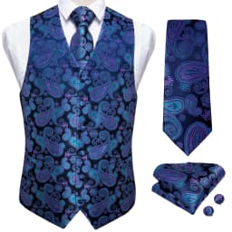 Fashion Men's Green Paisley Business Vest chaleco hombre Luxury Wedding Red Waistcoat Necktie Pocket Square Cufflinks Free Ship