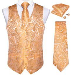Fashion Men's Green Paisley Business Vest chaleco hombre Luxury Wedding Red Waistcoat Necktie Pocket Square Cufflinks Free Ship