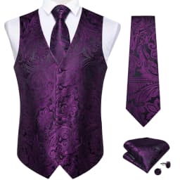 Fashion Men's Green Paisley Business Vest chaleco hombre Luxury Wedding Red Waistcoat Necktie Pocket Square Cufflinks Free Ship