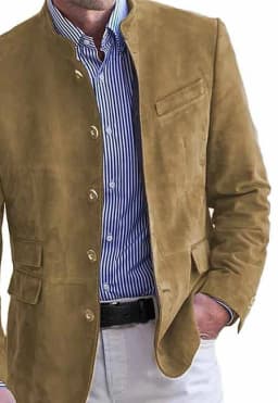 Autumn Winter Men's Casual Suede Blazer Jacket Long Sleeve Solid Color Single Breasted Button Fashion Jackets