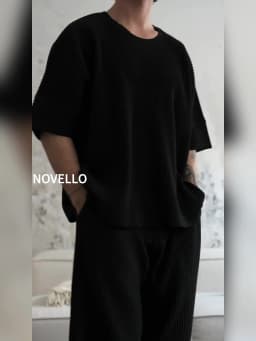 Miyake Shirt Thin Breathable Short Sleeve Round Neck T Shirt Summer Solid Sports Top Miyake Pleated Men