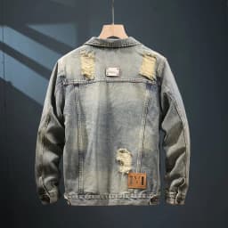 Men's retro ripped denim jacket, new spring and autumn styles, trendy brand, handsome and high-end jacket, American style,