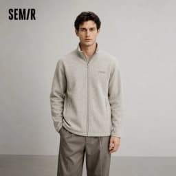 Semir Jacket Men Antistatic Heather Knit Zip Stand Collar 2025 Autumn Winter Embroidery Top Casual Fashion Menswear Clothing
