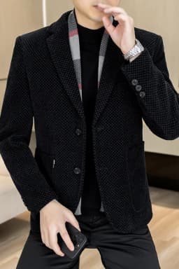 New Down Blazer Men's Business Gentleman Korean Wedding Fashion Trend Slimming Solid Color Casual High-end Down Woolen Blazer