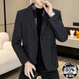 New Down Blazer Men's Business Gentleman Korean Wedding Fashion Trend Slimming Solid Color Casual High-end Down Woolen Blazer