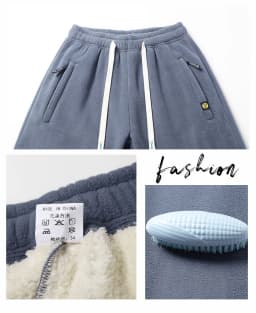 Thickened fleece fleece lamb wool jacket, top and pants two-piece set, Arctic fleece men's stand collar warm casual pants, men's