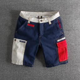 Summer fashion style personality color splicing wash and do old slim men's cargo shorts multi-pocket casual pants