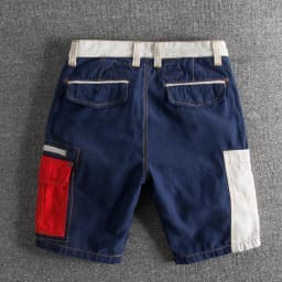Summer fashion style personality color splicing wash and do old slim men's cargo shorts multi-pocket casual pants