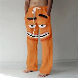 3D printed fun expression pattern printing, fashionable, high-quality men's wide leg pants, trendy printed men's pants