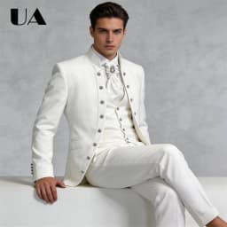 Affrica Style Mens 3-Piece Formal Suit Attire (Jacket Vest Pants) Tailored Sizing Wedding Suit for Groom and Bestman ULBYANRY