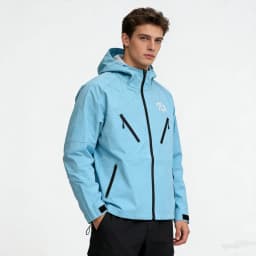 Men's Embroidered Waterproof Windbreaker Jacket Hooded Pocket Outdoor Hiking Full Zip Jacket Streetwear Casual Pullover Coat