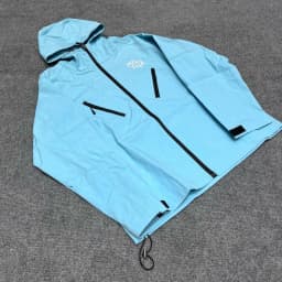 Men's Embroidered Waterproof Windbreaker Jacket Hooded Pocket Outdoor Hiking Full Zip Jacket Streetwear Casual Pullover Coat