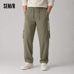 Semir Men Pants Cool Color Block Loose Wide Leg Casual Long Pants 2026 Summer Trendy Style
