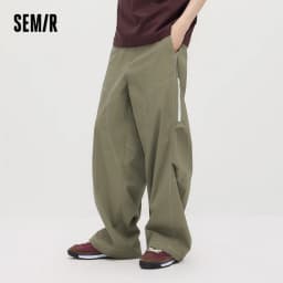 Semir Men Pants Cool Color Block Loose Wide Leg Casual Long Pants 2026 Summer Trendy Style