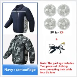 Summer Outdoor Site Work Heatstroke Prevention Cooling Side 4 Fan Air Conditioning Clothing Two Piece Top (Without Power Bank)