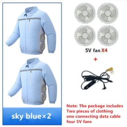 Summer Outdoor Site Work Heatstroke Prevention Cooling Side 4 Fan Air Conditioning Clothing Two Piece Top (Without Power Bank)