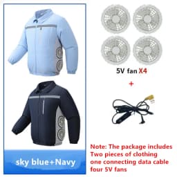 Summer Outdoor Site Work Heatstroke Prevention Cooling Side 4 Fan Air Conditioning Clothing Two Piece Top (Without Power Bank)