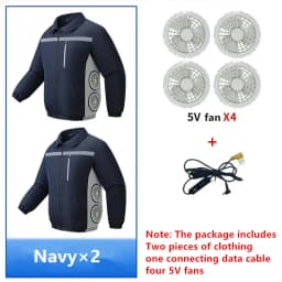 Summer Outdoor Site Work Heatstroke Prevention Cooling Side 4 Fan Air Conditioning Clothing Two Piece Top (Without Power Bank)
