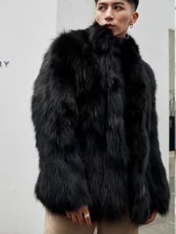 Furry Stand Collar Oversized Thicken Winter Coat Men Warm Windproof Trendy Solid Parkas Faux Fur Outerwear Luxury Casual Jacket