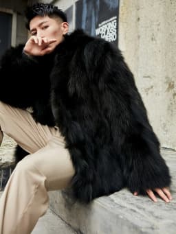 Furry Stand Collar Oversized Thicken Winter Coat Men Warm Windproof Trendy Solid Parkas Faux Fur Outerwear Luxury Casual Jacket