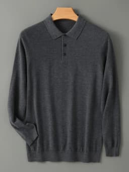 Spring Autumn Men Shirt Merino Worsted Wool Knitted Pullover Long Sleeve Polo-Collar Clothing Tops Smart Casual Thin Outerwears