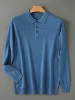 Spring Autumn Men Shirt Merino Worsted Wool Knitted Pullover Long Sleeve Polo-Collar Clothing Tops Smart Casual Thin Outerwears