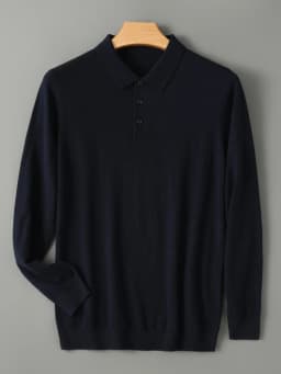 Spring Autumn Men Shirt Merino Worsted Wool Knitted Pullover Long Sleeve Polo-Collar Clothing Tops Smart Casual Thin Outerwears
