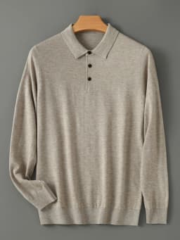 Spring Autumn Men Shirt Merino Worsted Wool Knitted Pullover Long Sleeve Polo-Collar Clothing Tops Smart Casual Thin Outerwears