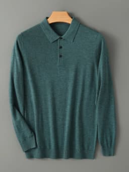 Spring Autumn Men Shirt Merino Worsted Wool Knitted Pullover Long Sleeve Polo-Collar Clothing Tops Smart Casual Thin Outerwears