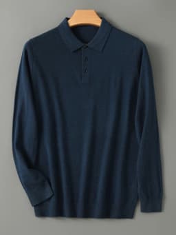 Spring Autumn Men Shirt Merino Worsted Wool Knitted Pullover Long Sleeve Polo-Collar Clothing Tops Smart Casual Thin Outerwears