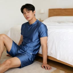 AMORESY Spring Men's Ice Silk Short-Sleeved T-Shirt Breathable Comfortable Casual Wear Half-Sleeved Top Home Wear