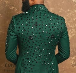 Handmade Crystals Diamond Tuxedos Men Suits Customized Slim Fit Wedding Groom Blazers 2 Pieces Sets Party rajes para hombre