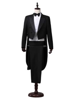 Tailcoat Suits Men Vest Jacket White Tail Coat Chorus Tuxedo Floral Stage Costume Singer Performer Magician Host Outfits