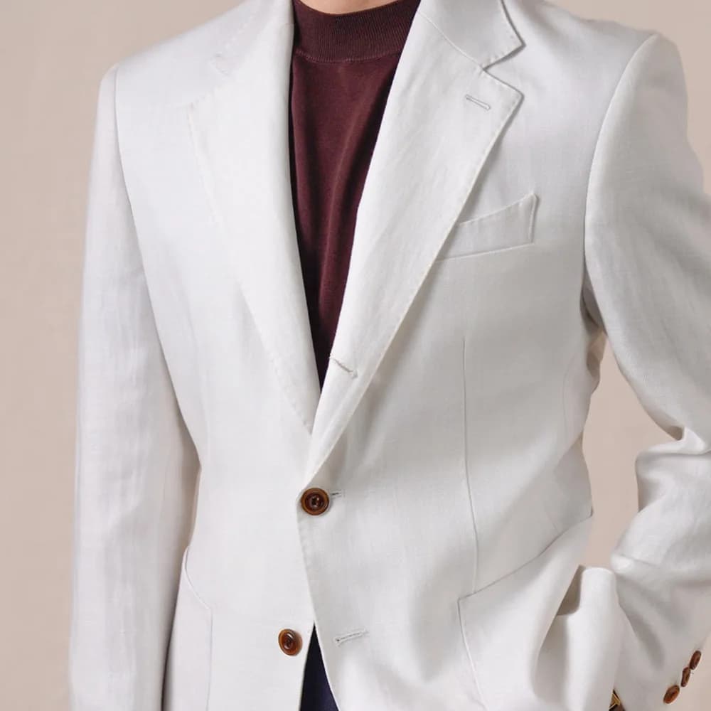 Linen Blend Men Blazer Single Breasted Business Men Blazer 2026 Vintage Gentleman Wedding Groom Formal Blazer Xadrez Masculino