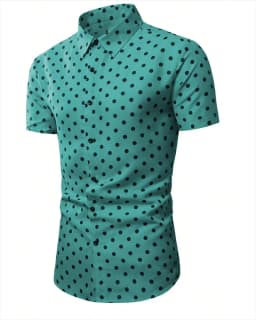 Men's shirt summer beach shirt black and white short sleeve polka dot lapel vacation clothing fashionable casual comfortable 5XL