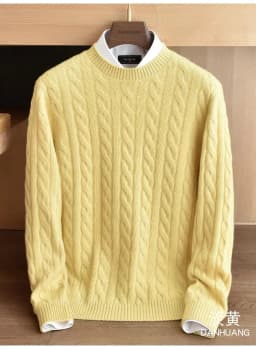 Men's 100% Pure Cashmere Round Neck Sweater High-End Brand Fashion Autumn Winter Warm Comfortable Knitwear for Casual Wear