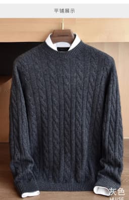 Men's 100% Pure Cashmere Round Neck Sweater High-End Brand Fashion Autumn Winter Warm Comfortable Knitwear for Casual Wear