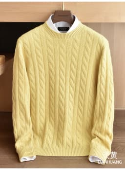 Men's 100% Pure Cashmere Round Neck Sweater High-End Brand Fashion Autumn Winter Warm Comfortable Knitwear for Casual Wear