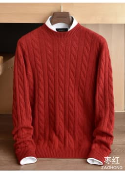 Men's 100% Pure Cashmere Round Neck Sweater High-End Brand Fashion Autumn Winter Warm Comfortable Knitwear for Casual Wear