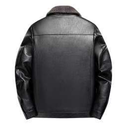 Add Fleece and Thickening Winter Dad Leather Jacket for Middle-aged Grandpa Fur Collar Middle-aged Men's Coat for Warmth
