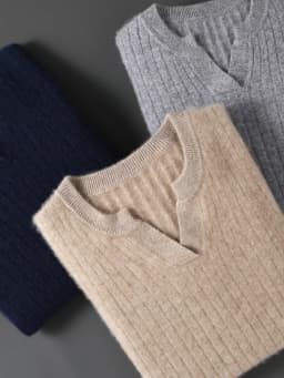 Men Leisure 100% Merino Wool Sweater Seagull Collar Vertical Stripe Pullover Autumn Winter Cashmere Knitwear Casual Soft Top