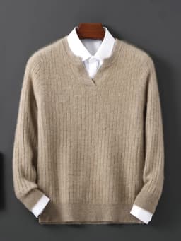Men Leisure 100% Merino Wool Sweater Seagull Collar Vertical Stripe Pullover Autumn Winter Cashmere Knitwear Casual Soft Top