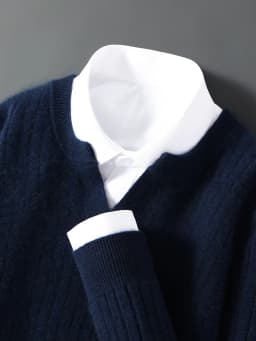 Men Leisure 100% Merino Wool Sweater Seagull Collar Vertical Stripe Pullover Autumn Winter Cashmere Knitwear Casual Soft Top